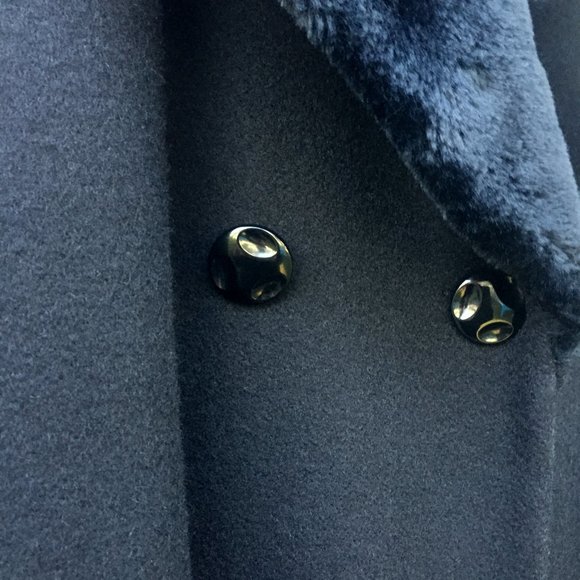 EX+ VTG 30s Style WOOL COAT Faux Fur Cuffs Oversize Collar Fit & Flare STUNNING - Picture 8 of 15